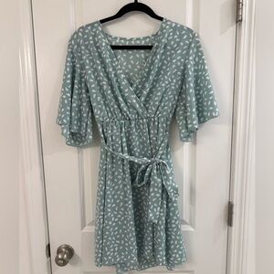 Mint Green Polka Dot Wrap Dress